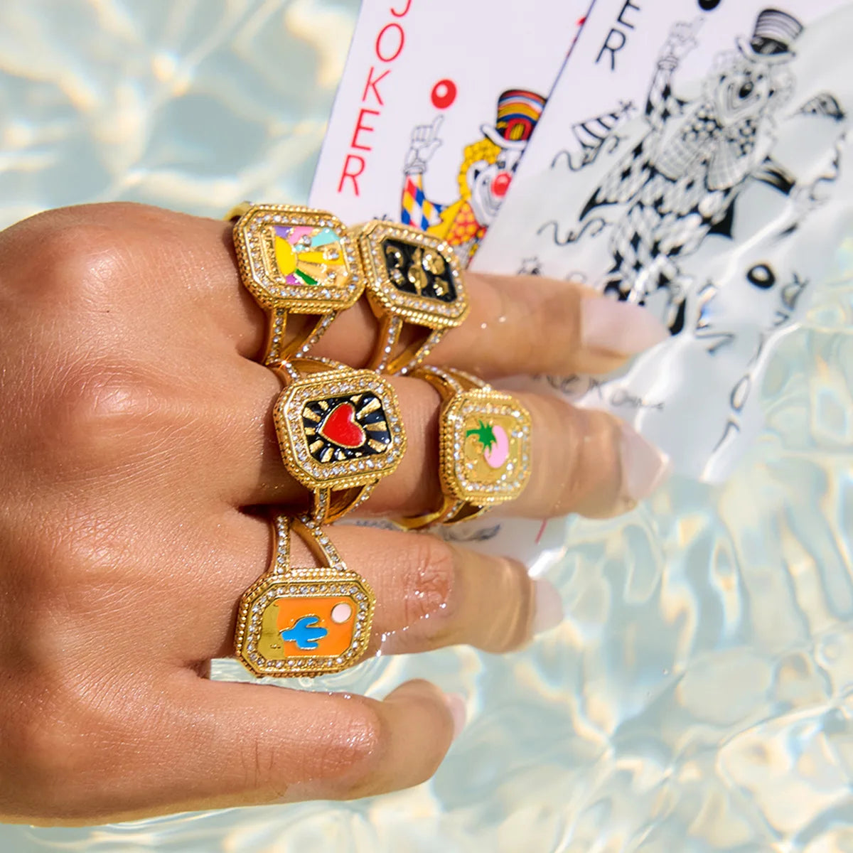 Engraved Tarot Rings - Vintage Zircon Jewelry