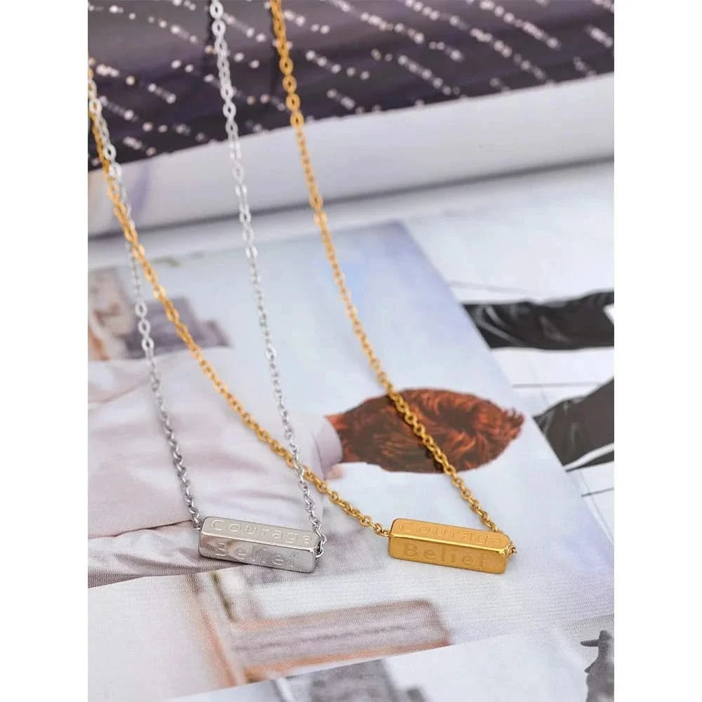 Engraved word necklaces