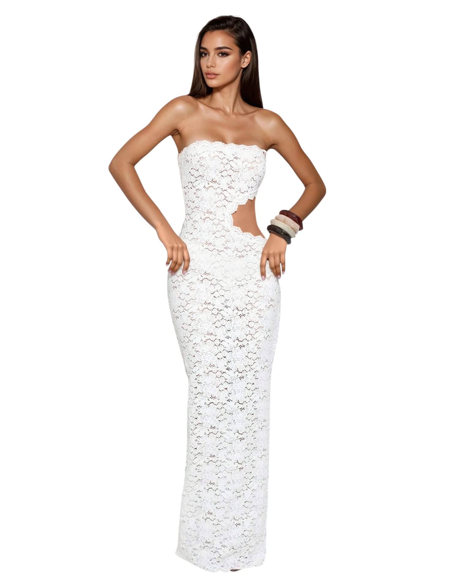 Off-Shoulder Lace Maxi Dress | Mabel Love Co Yellow / M Off-Shoulder Lace Maxi Dress | Mabel Love Co Yellow / M