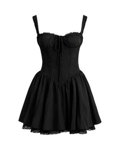 Goth vibes Lace Up Mini Dress, Black / L Goth vibes Lace Up Mini Dress, Black / L