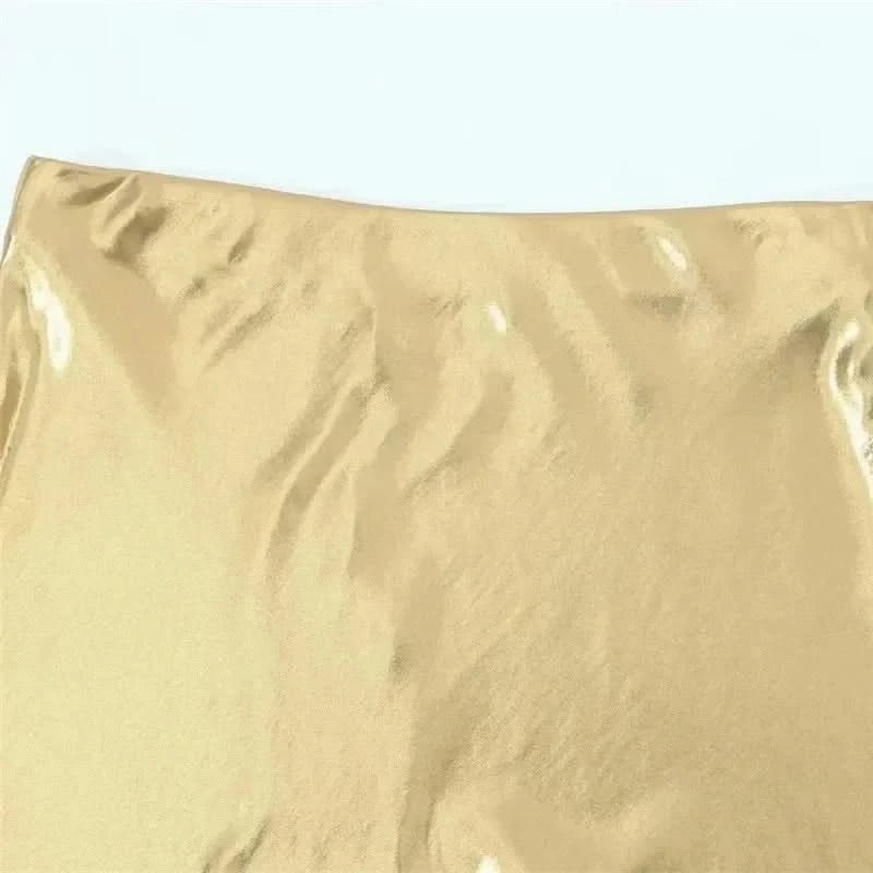 Fabric Details of Gold Old Money Skirt