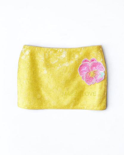 Flower Pop Mini Skirt Sequin Mini Skirt