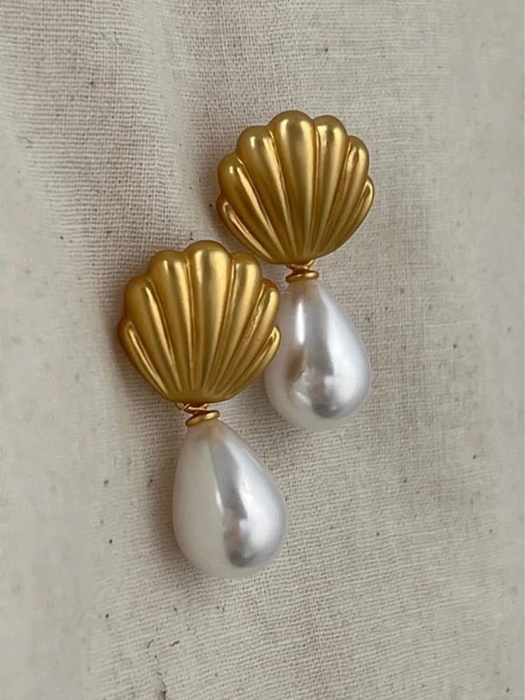 French Vintage Pearl Dangle Earrings - Elegant Chic Style