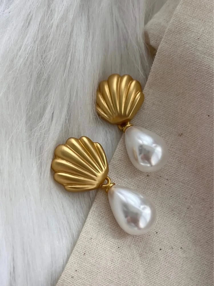 French Vintage Pearl Dangle Earrings - Elegant Chic Style