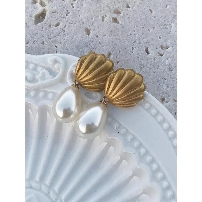 French Vintage Pearl Dangle Earrings - Elegant Chic Style