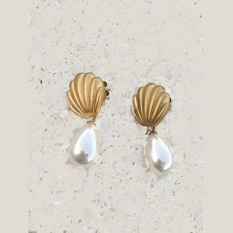 French Vintage Pearl Dangle Earrings - Elegant Chic Style