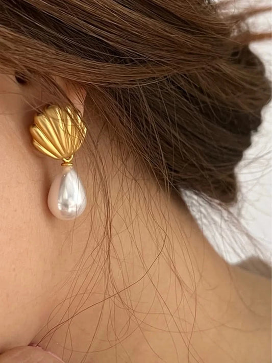 French Vintage Pearl Dangle Earrings - Elegant Chic Style