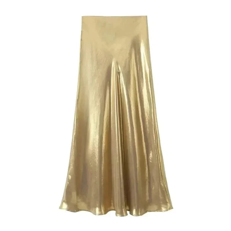 Front Details of Gold Old Money Skirt