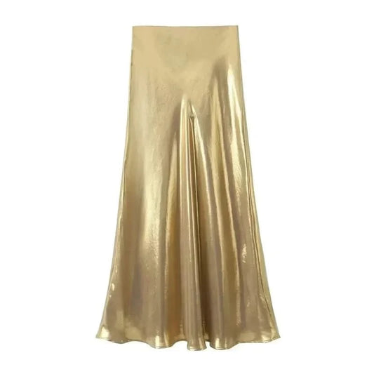 Front Details of Gold Old Money Skirt
