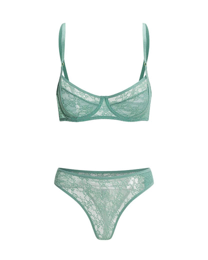 Front French Lace Embroidered Bra Set - Sexy Summer Lingerie