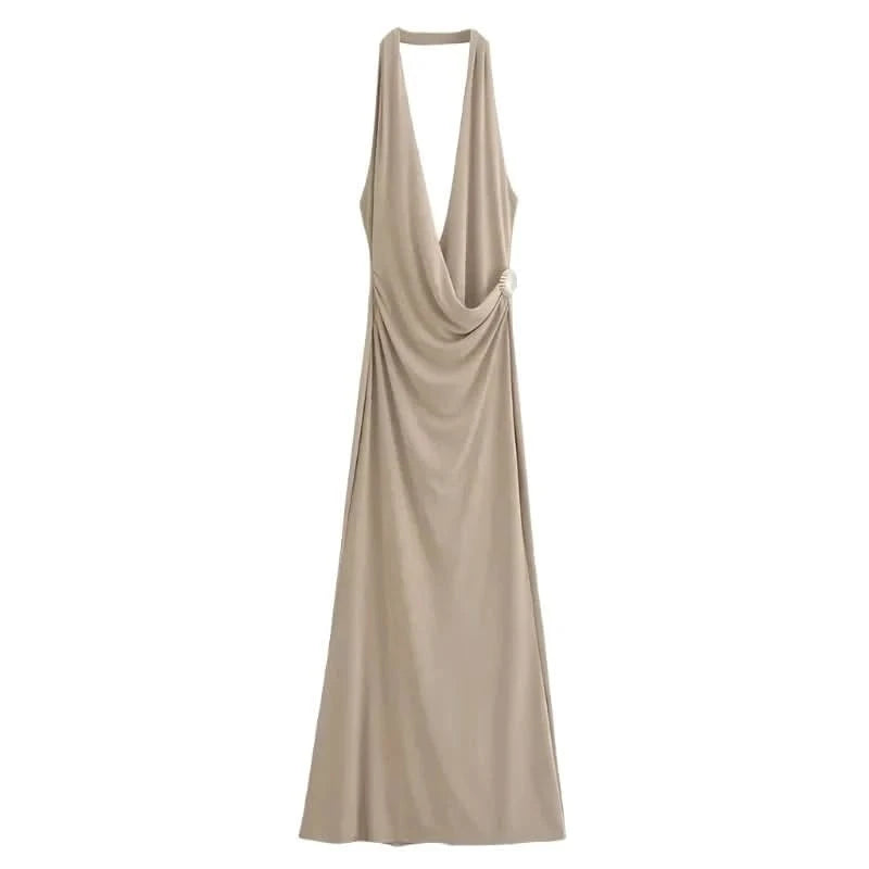 Front Halter Long Dress