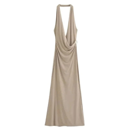 Front Halter Long Dress