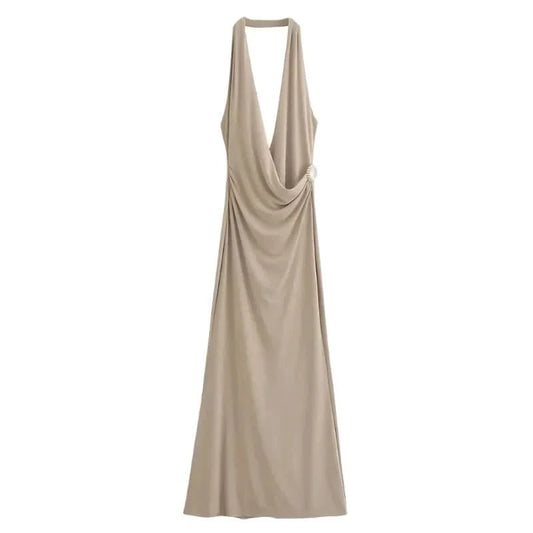 Front Halter Long Dress