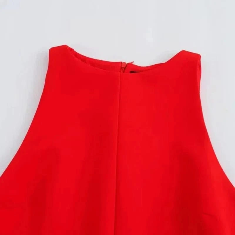 Front and neckline of Sheath Red Mini Dress