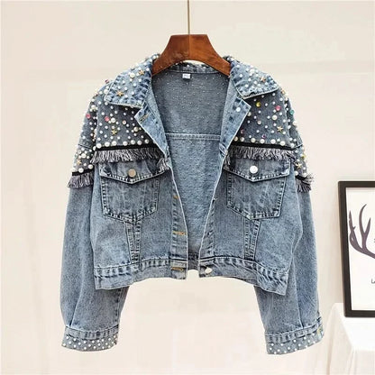 Front details of Embellished Denim Jacket