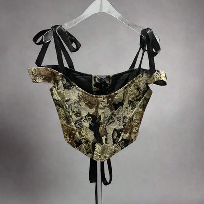 Front details of Vintage Embroidered Corset Vest