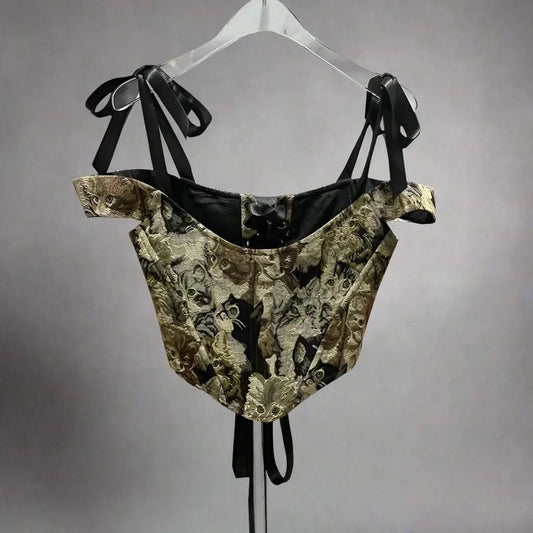 Front details of Vintage Embroidered Corset Vest