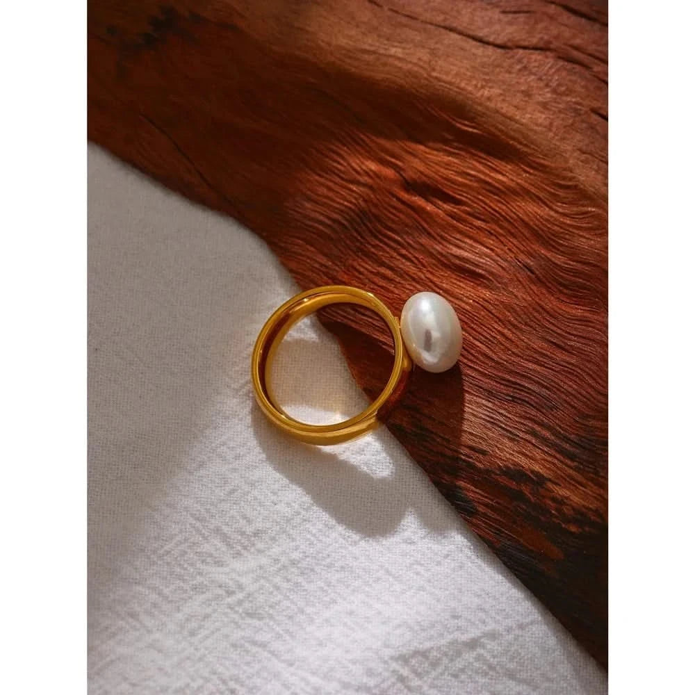 Full image of Gold Pearl Dome Ring
