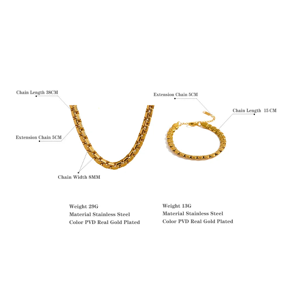 Gold 18k Gold Plated Chunky Chain Jewelry Set