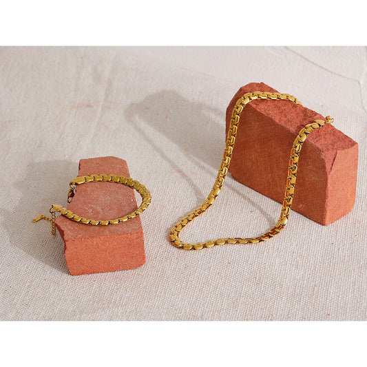 Gold 18k Gold Plated Chunky Chain Jewelry Set