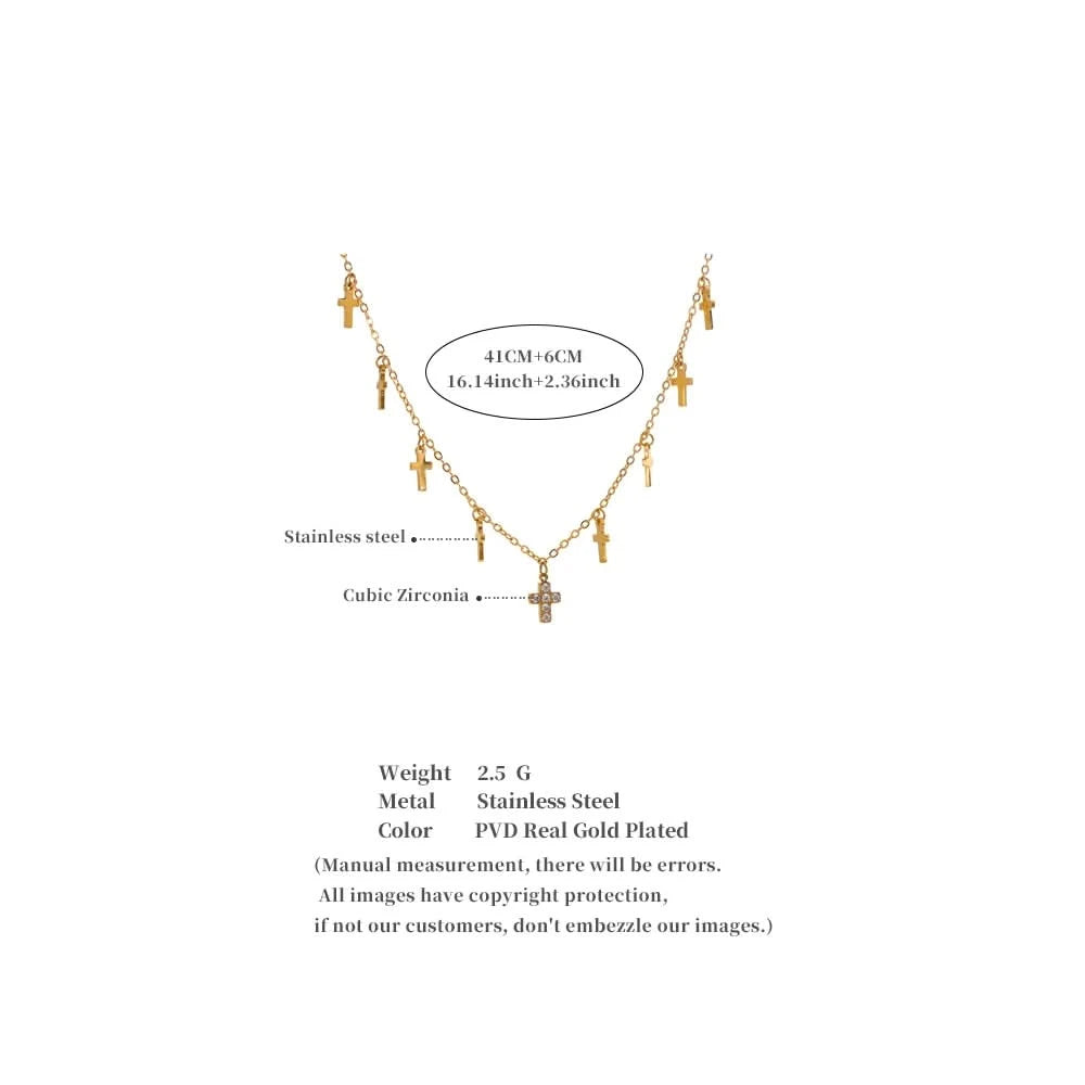 Gold Cross Drop Necklace - Trendy Collar Jewelry