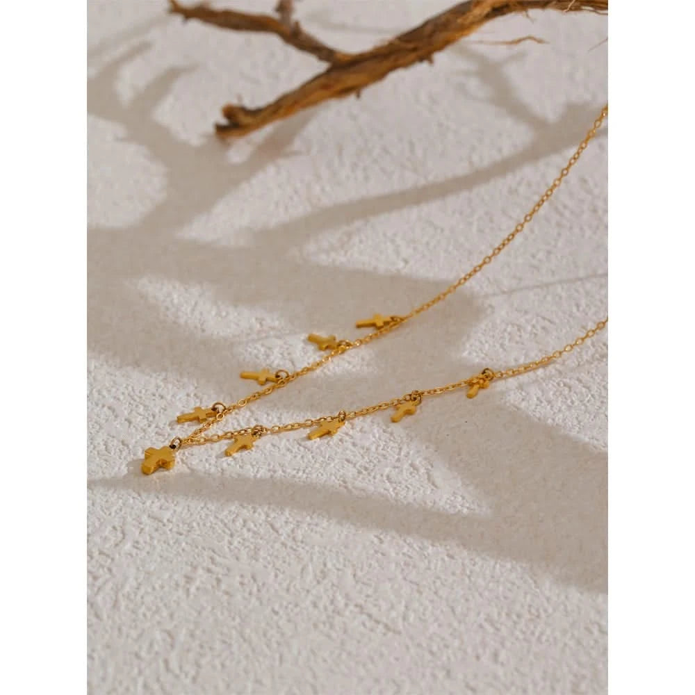 Gold Cross Drop Necklace - Trendy Collar Jewelry