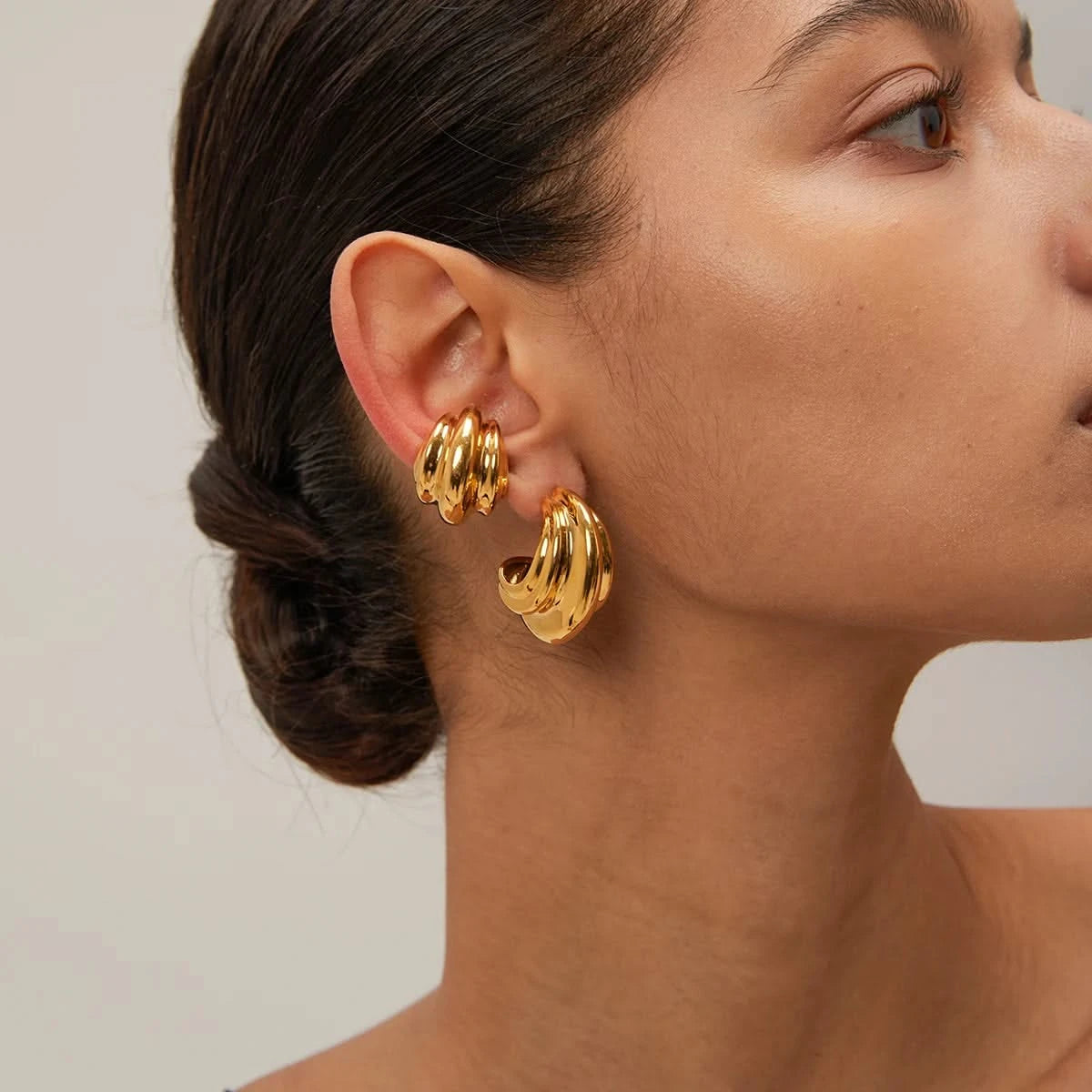 Gold Modern Waves Earrings