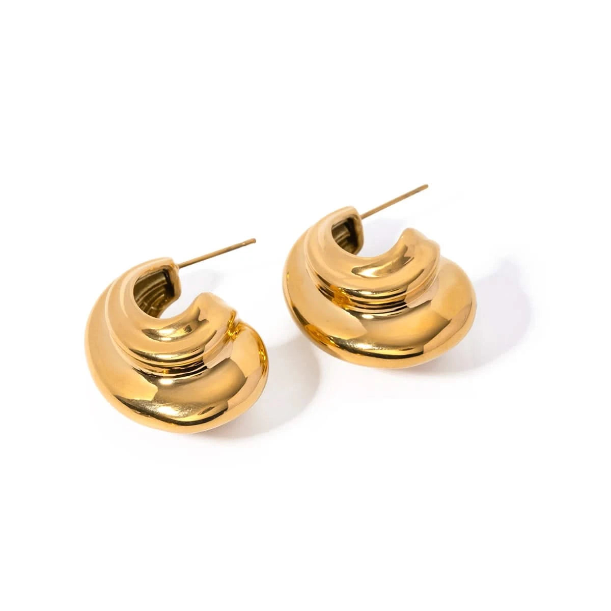 Gold Modern Waves Earrings