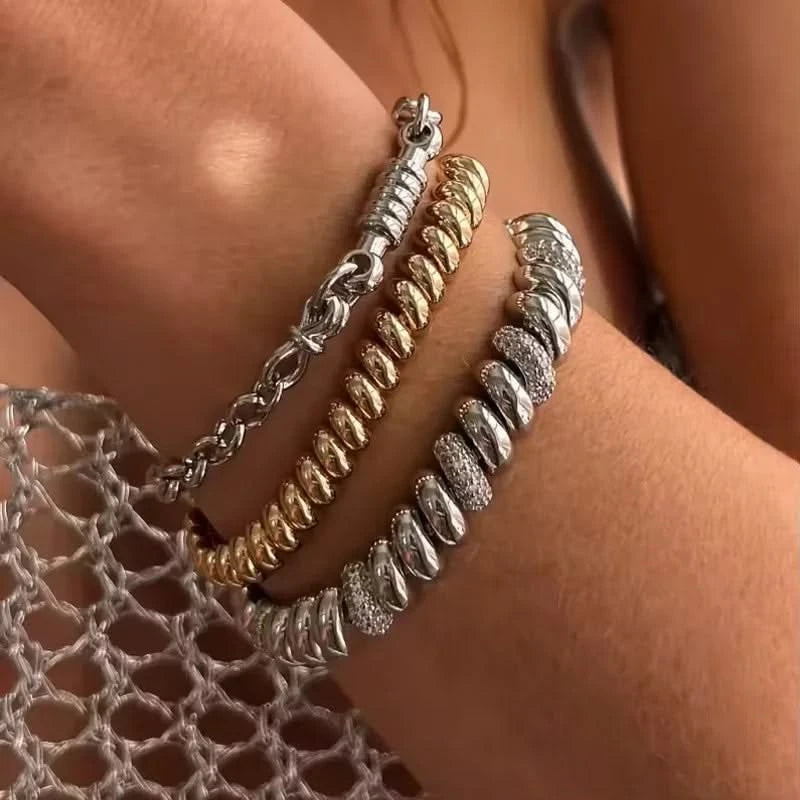 Gold Paved Snake Chain Set