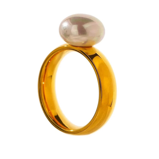 Gold Pearl Dome Ring