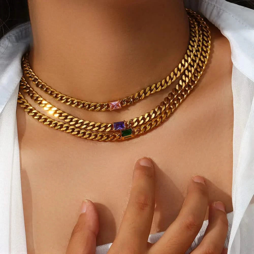 Gold Plated Cuban Chain Necklace - Trendy Choker