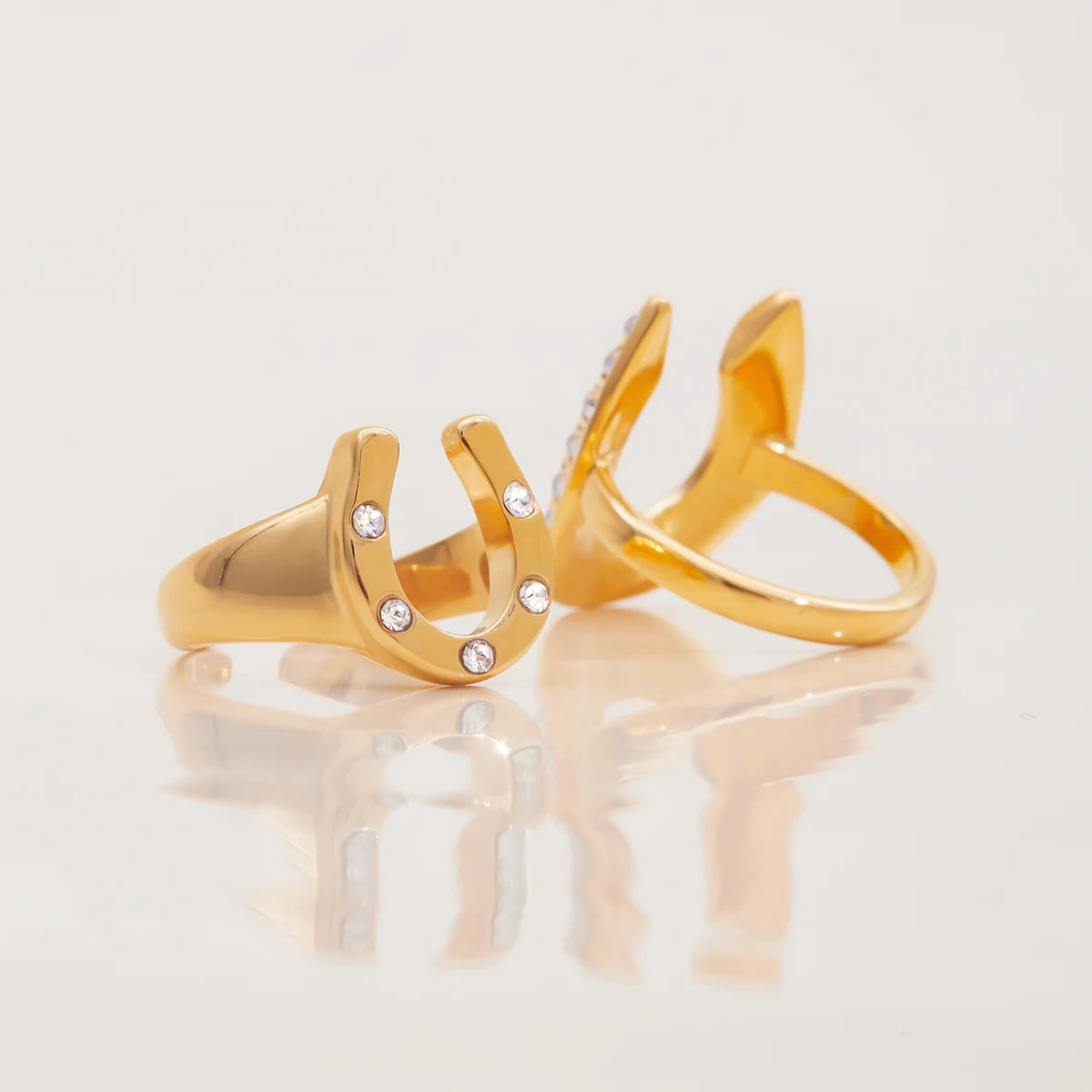 Gold Plated Rhinestone Horseshoe Ring