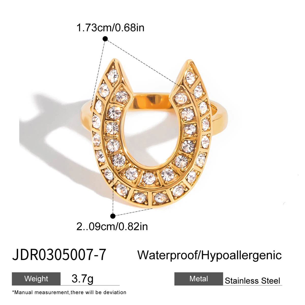 Gold Plated Rhinestone Horseshoe Ring