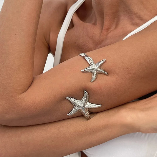 Gold Starfish Arm Chain Bracelet - Beach Style