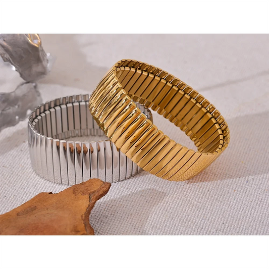Gold and Silver Wide Expanding Bracelets