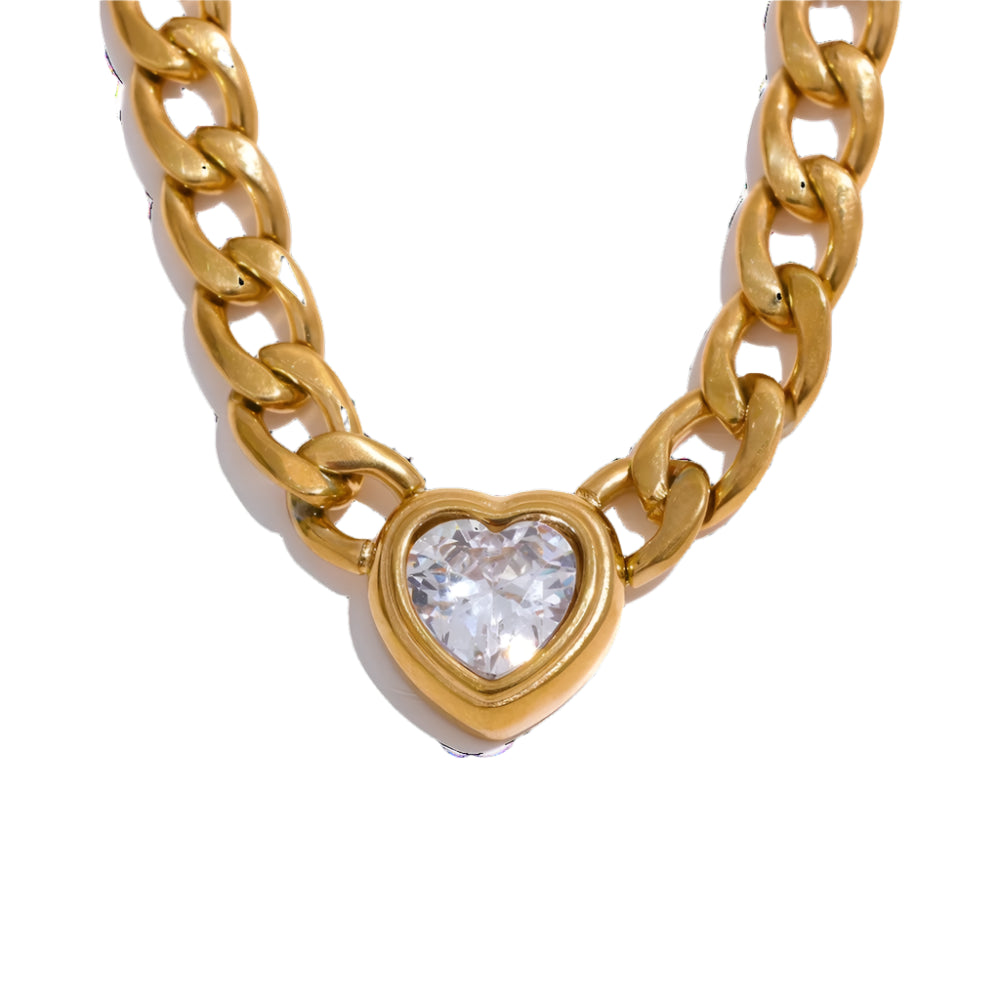 Golden Heart Pendant - Elegant Chain Necklace