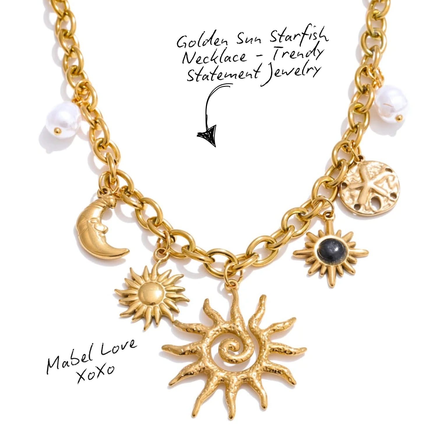 Golden Sun Starfish Necklace - Trendy Statement Jewelry