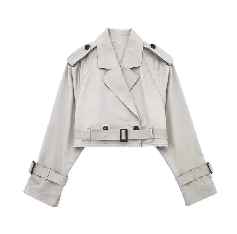 Gray Cropped Trench Coat