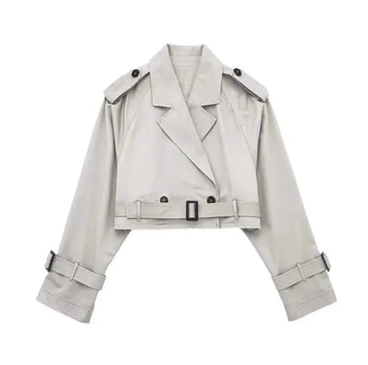 Gray Cropped Trench Coat