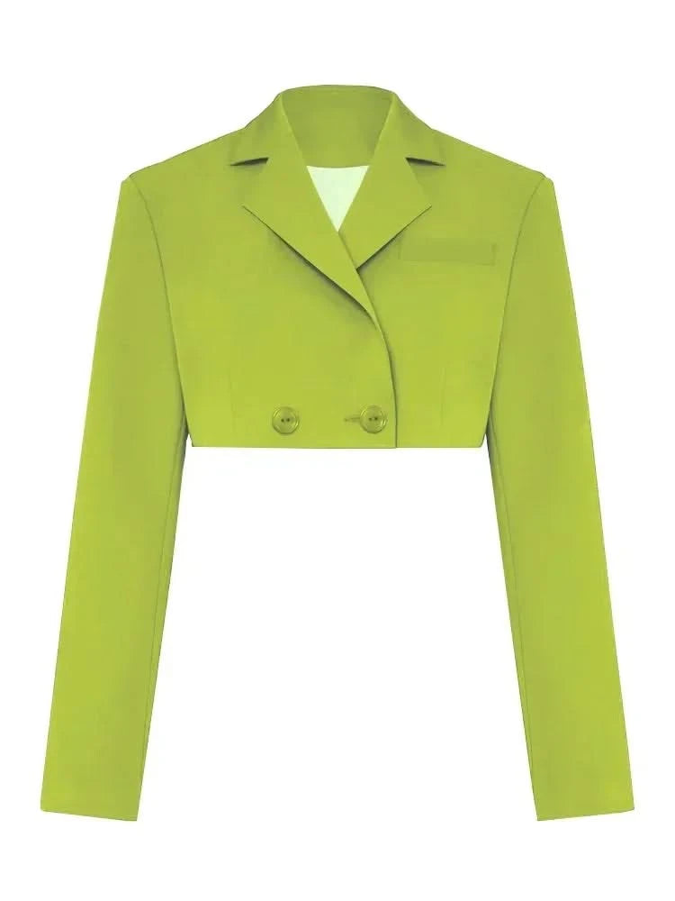 Green Blazer Cropped Top