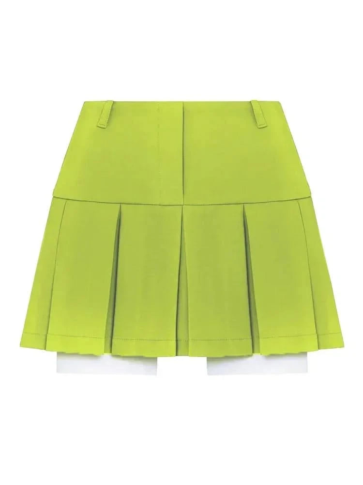 Green Pleated Skirt