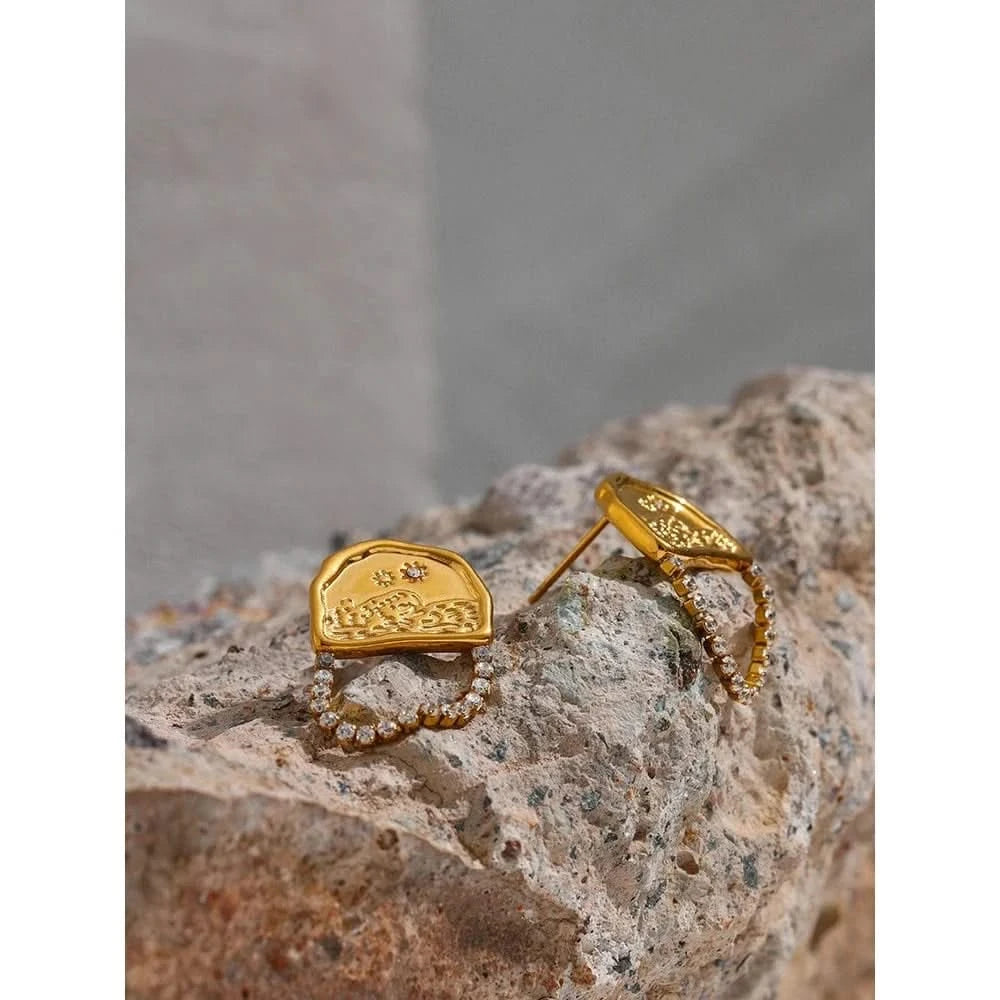 Stainless Steel Cubic Zirconia Geometric Stud - Mabel Love Co