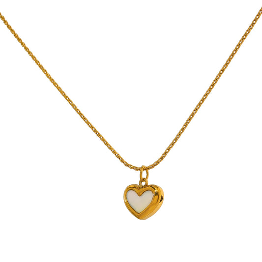 Gold Heart Shell Pendant Necklace