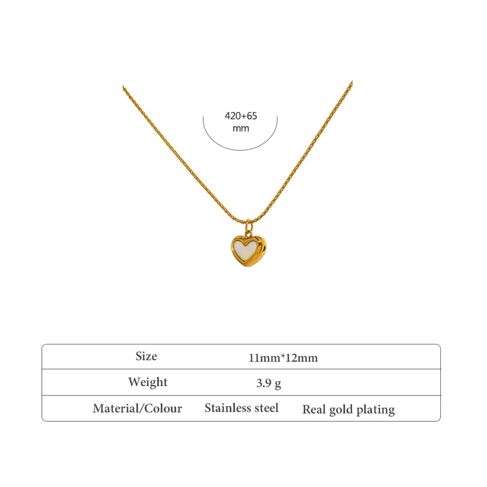Size Specifications of Heart Shell Pendant Necklace