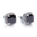 Silver Black Vintage Stone Stud Earrings
