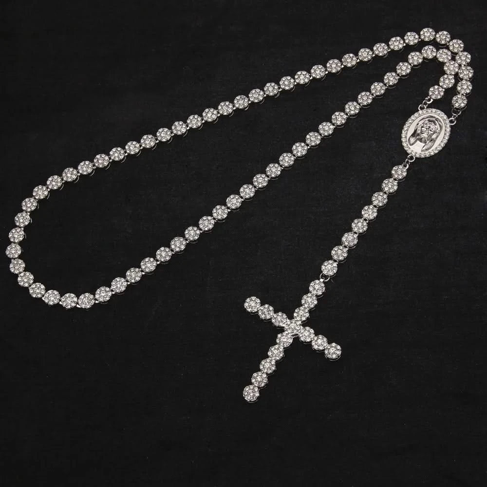Flower Rosary Necklace - Iced Out Chic