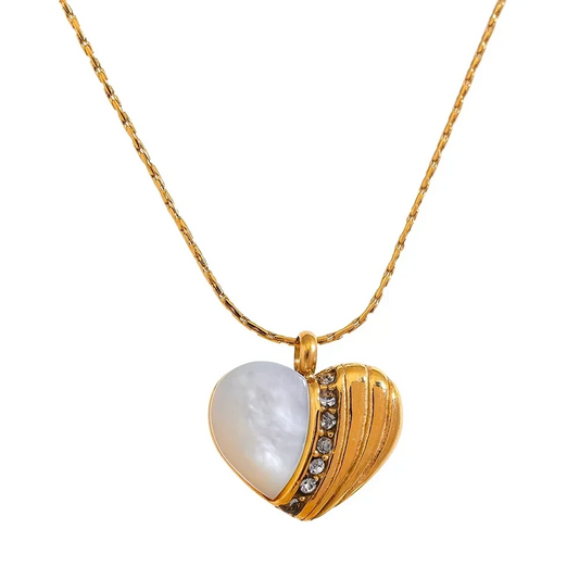 Half Heart Gold and Pearl Necklace
