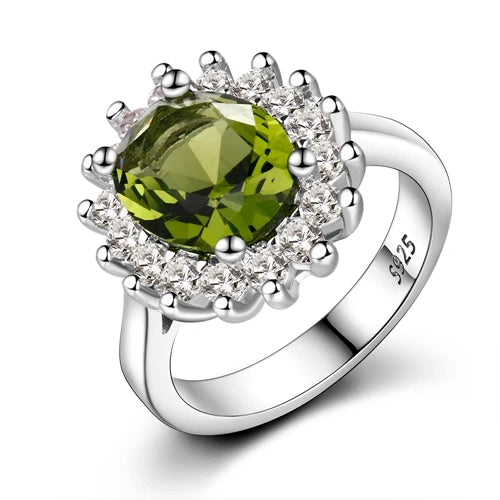 Peridot Green Floral Ring - Luxury Wedding Jewelry