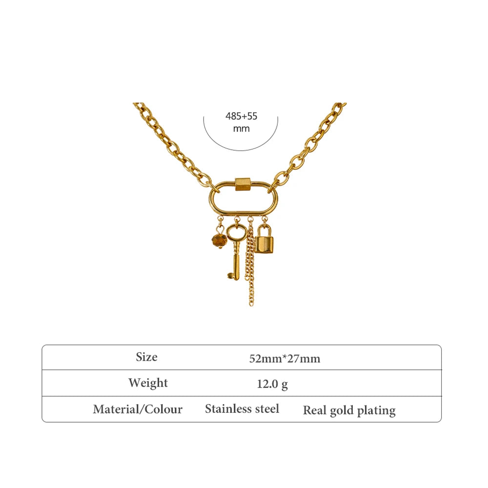 Size Specifications of Lock Key Pendant Necklace