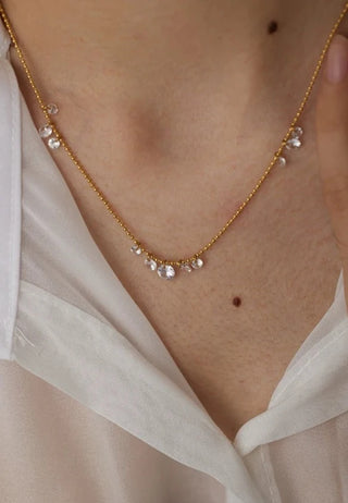 Close-up image of gold Station Necklace